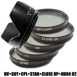 Kit de Filtre Lens 82mm UV Sky Skylight CPL Polarisant Circulaire Star Macro Pare-Soleil 82 mm