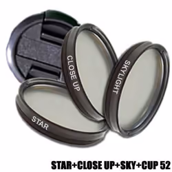 Kit de Filtre DynaSun Lens 52mm Star 4 Points effect Macro Close Up Sky Skylight Bouchon 52 mm