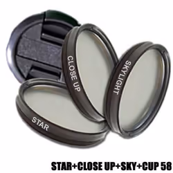 Kit de Filtre DynaSun Lens 58mm Star 4 Points effect Macro Close Up Sky Skylight Bouchon 58 mm
