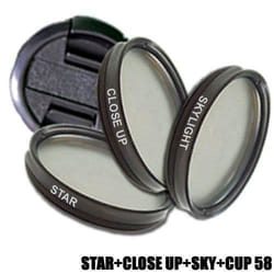 Kit de Filtre DynaSun Lens 58mm Star 4 Points effect Macro Close Up Sky Skylight Bouchon 58 mm