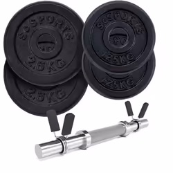 Jeu dHaltères Courts - SCSPORTS - 10kg - 2x125kg & 2x25kg - Acier Chromé - Musculation