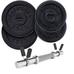 Jeu dHaltères Courts - SCSPORTS - 10kg - 2x125kg & 2x25kg - Acier Chromé - Musculation