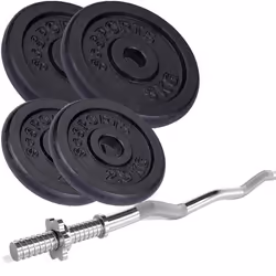 Barre de Curl - SCSPORTS - Barre EZ - Disques de 15 kg - 30-31 mm - Fonte