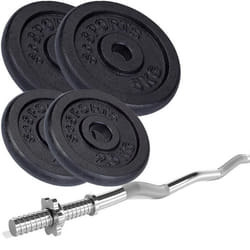 Barre de Curl - SCSPORTS - Barre EZ - Disques de 15 kg - 30-31 mm - Fonte