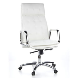 Siège de direction de qualité professionnelle - hjh OFFICE - VILLA 20 - Blanc Crème - cuir
