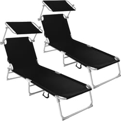 TecTake 400683 chaise de plage Noir Polyester, Acier