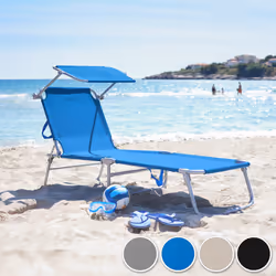TecTake 400683 chaise de plage Noir Polyester, Acier