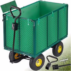 Chariot de jardin et de transport avec des parois latérales rabattables  vert