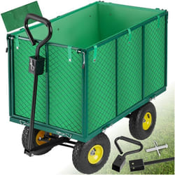 Chariot de jardin et de transport avec des parois latérales rabattables  vert