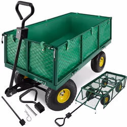 Chariot de jardin et de transport avec des parois latérales rabattables vert
