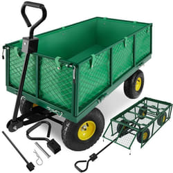 Chariot de jardin et de transport avec des parois latérales rabattables  vert