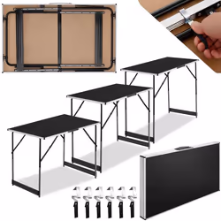 TECTAKE 3 tables à tapisser noir