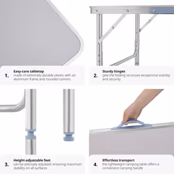 TecTake 401066 table de camping Gris