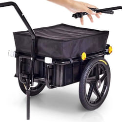 Remorque de Vélo SAMAX - Chariot de Transport Haute Traction 60 kg 70L Noir