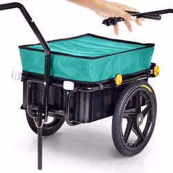 Remorque de Vélo SAMAX - Chariot de Transport Haute Traction avec Bâche 60 kg 70L Vert