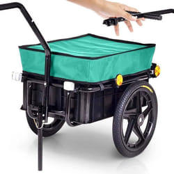 Remorque de Vélo SAMAX - Chariot de Transport Haute Traction avec Bâche 60 kg 70L Vert