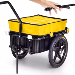 Remorque de Vélo SAMAX - Chariot de Transport Haute Traction 60 kg 70L Jaune