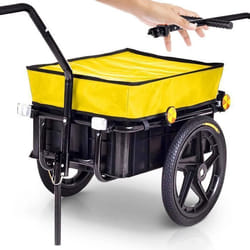 Remorque de Vélo SAMAX - Chariot de Transport Haute Traction 60 kg 70L Jaune
