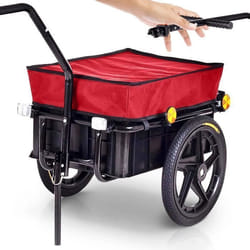 Remorque de Vélo SAMAX - Chariot de Transport Haute Traction 60 kg 70L Rouge