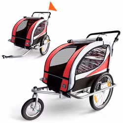 Remorque vélo pour 2 enfants SAMAX - 2 en 1 - Rouge