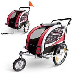 Remorque vélo pour 2 enfants SAMAX - 2 en 1 - Rouge
