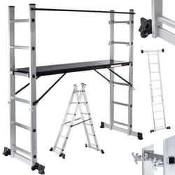 Échafaudage Multifonction MAXCRAFT - Plate-forme Mobile Aluminium avec Roues - Gris