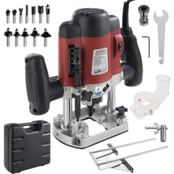 Arebos - Défonceuse à bois Fraiseuse de bords à main Mallette comprend 12 mèches de toupie avec queue de 8 mm 1200 w