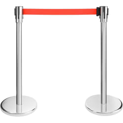 Arebos - 2X Poteaux de Guidage avec Cordes Rétractable Barrière de Guidage Système de Balisage pour Ecole, Bar, Hôtel Rouge