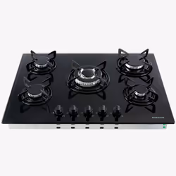 Arebos AR-HE-GH70CM, Noir, Intégré, 70 cm, Gaz, Verre, 5 zone(s)