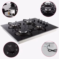 Arebos AR-HE-GH63 Noir Comptoir 63 cm Gaz 4 zone(s) - Vue supplémentaire 4