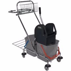 cadre métallique chromé arceau de poussée avec support pour sac poubelle et corbeille de rangement presse à mop robuste à dou ...