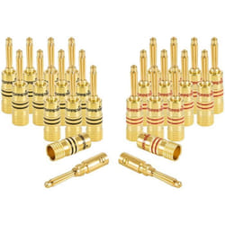 24x fiches bananes haut de gamme pour câbles denceintes (jusquà 4 mm²) haut-parleurs hi-fi récepteur et amplificateur AV