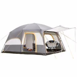 Tente familiale avec tapis de sol cousu - Skandika Tonsberg 5 Protect  -5 personnes - 420 x 300 cm - Gris