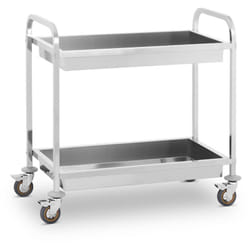 Chariot De Service Desserte Pro Cuisine Table Mobile Roulante Acier Inox 2 Cuves
