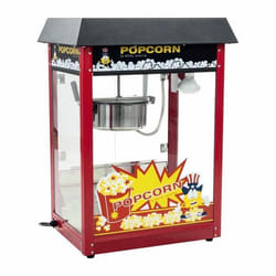 Machine à popcorn noire Royal Catering 1.600W 5 kg/h 16 L/h Diamètre de la cuve 185 cm Téflon Inox RCPS-16E