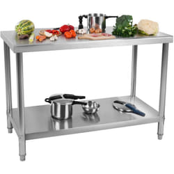 Royal Catering - Table De Travail Plan Renforcé Professionnel Cuisine Inox Étagère 12070cm 143kg