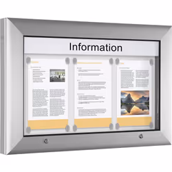 Vitrine d'affichage pour l'intérieur et l'extérieur, format horizontal, pour format A2, porte ouvrant à 90° vers le haut, col ...