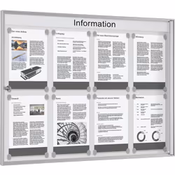 Vitrine économique, blanc gris, format horizontal, pour 8 x format A4. Produit livré = monté. Version = horizontal. Hauteur = ...
