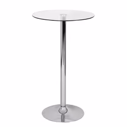 table de bar table de bar table bistro table snack métal chrome verre ronde 60 cm