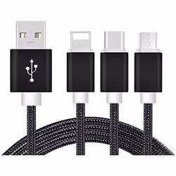 Informations techniques Connexions : USB-A mâle, USB-C® mâle, USB-Micro-B mâle, Connecteur Lightning Couleur : noir Longueur  ...