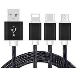 Reekin - Câble de charge usb usb-a mâle, usb-c® mâle, USB-Micro-B mâle, Connecteur Lightning 1.20 m noir 4260272282320 S562132