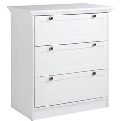 Commode LANDWOOD 3 Tiroirs - Décor blanc - Style campagne - L80 x P45 x H90 cm