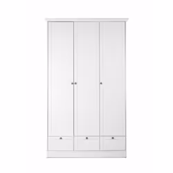 Caractéristiques produit : Structure panneau de particules, façades MDF, chants profilés MDF. 3 portes, 1 barre de penderie e ...