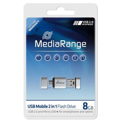 MediaRange 8GB USB Mobile 2 in 1 OTG lecteur USB flash 8 Go USB Type-A / Micro-USB 2.0 Argent