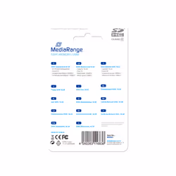 MediaRange MR963, 16 Go, SDHC, Classe 10, 45 Mo/s, 15 Mo/s, Bleu