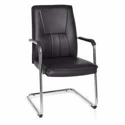 Chaises cantilever - hjh OFFICE - TILA V - Noir - similicuir