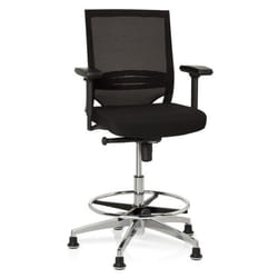 Chaise de comptoir - hjh OFFICE - TOP WORK 77 - Noir - Tissu / Tissu maille