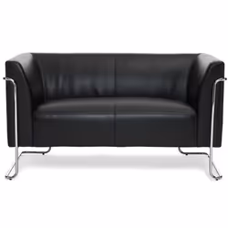Divan lounge CURACAO - HJH OFFICE - 2 places - Noir - Confortable et capitonné - Design trendy
