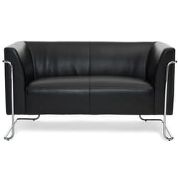 Divan lounge CURACAO - HJH OFFICE - 2 places - Noir - Confortable et capitonné - Design trendy