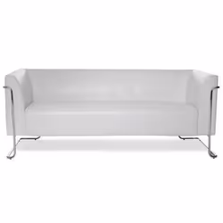 Divan lounge - HJH OFFICE - CURACAO - Moderne et confortable - Simili cuir blanc - 3 places